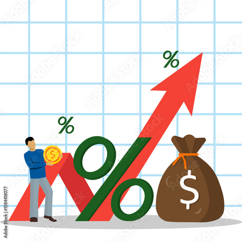 Businessman increasing capital and profits. Finacial investment grow up.