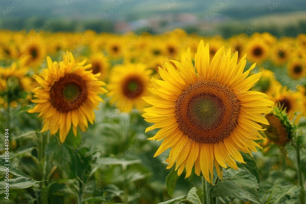Obraz premium beautiful sunflower field in my yard