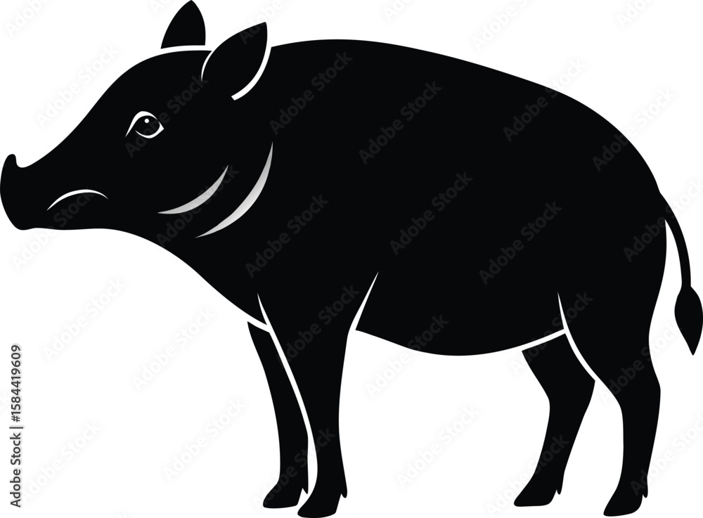 Fototapeta premium Side Profile of a Babirusa with Tusks and Body Pose