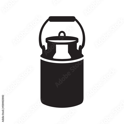 Flat silhouette of antique milk can vector illustration
