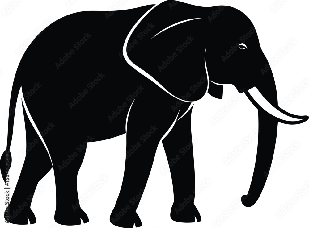 Fototapeta premium Side View Vector of an Elephant Walking Slowly
