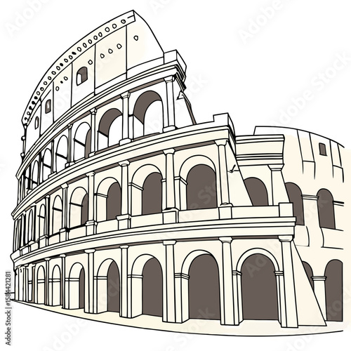 Cute Colosseum Illustration with Arched Details, No Background. Perfect for: Roman Festival Days, Italy National Day, ancient history tours