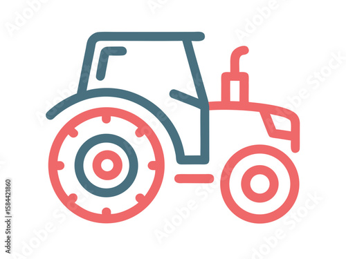 Modern Tractor Outline Icon in Blue and Pink Colors