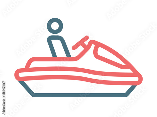 Simple Icon Illustration of a Person Riding a Jet Ski