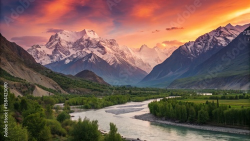 Sunset River Valley Landsca...
