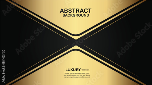 Modern abstract banner background with flowing gold and black shapes, conveying luxury and sophistication.