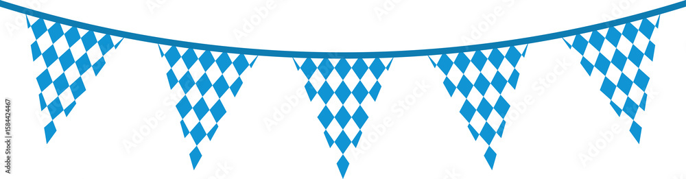 Fototapeta premium Seamless Bavarian Flag Party Bunting with Blue and White Diamond Pattern for Oktoberfest