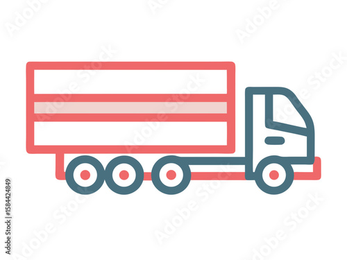 Delivery Truck Icon with Three Axles and a Box Trailer