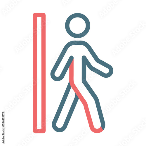 Security Checkpoint Icon with Person Walking Through Metal Detector