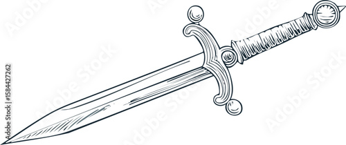 old medieval royal sword, antique weapon with rust metal. isolated on transparent white background. cut out.sword, sketch, vector, weapon, illustration, blade, line art, knife - weapon, fantasy, 