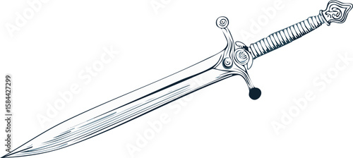 old medieval royal sword, antique weapon with rust metal. isolated on transparent white background. cut out.sword, sketch, vector, weapon, illustration, blade, line art, knife - weapon, fantasy, 