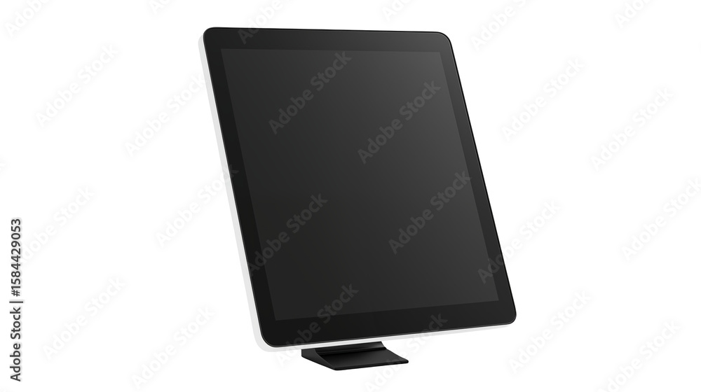 Modern tablet device displaying a blank screen isolated on transparent background for versatile design possibilities. Modern tablet device displaying a blank screen isolated on transparent background for versatile design possibilities.