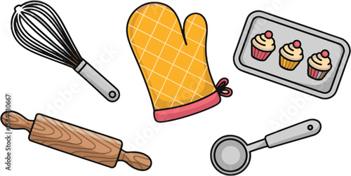Baking Tools and Pastry Making Equipment Illustration