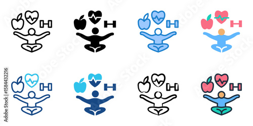 Wellness Program icon set multiple style collection 
