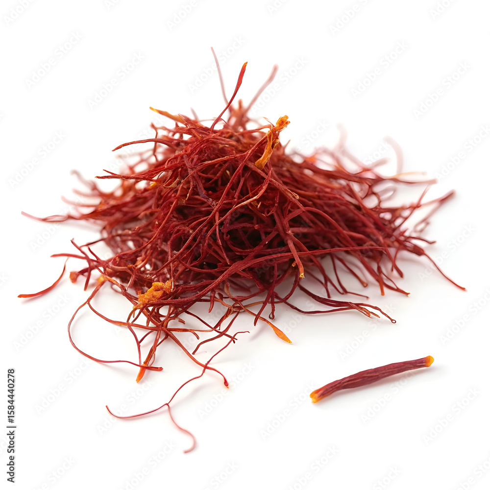 Fototapeta premium Saffron strands are delicate, aromatic stigmas from Crocus flowers,