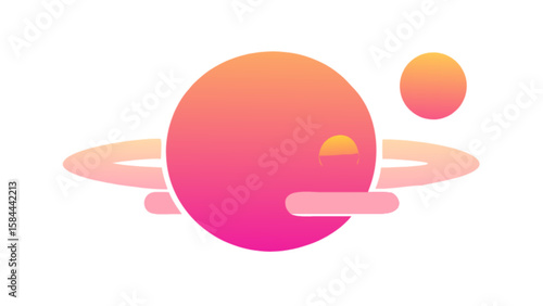Planet with rings vector illustration for astronomy space exploration and science fiction theme design element