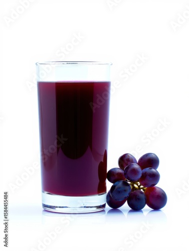 Wallpaper Mural Glass of rich purple grape juice with fresh grapes on a white background Torontodigital.ca