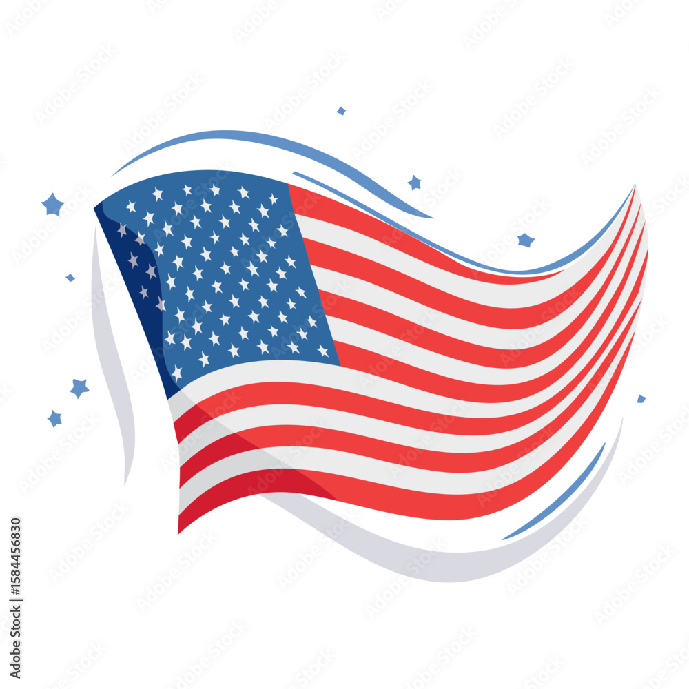 Fototapeta premium Us Flag Vector - Waving American flag design with stars for patriotic themes