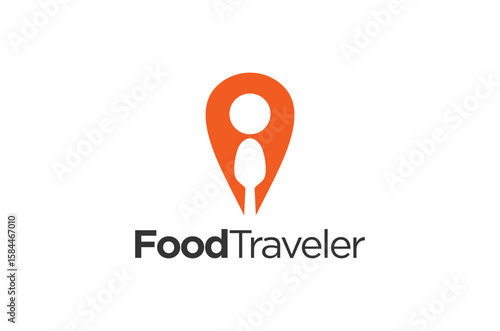 Free Download Food travel logo design, food vlogger map pin with spoon vector illustration - GFXLoad