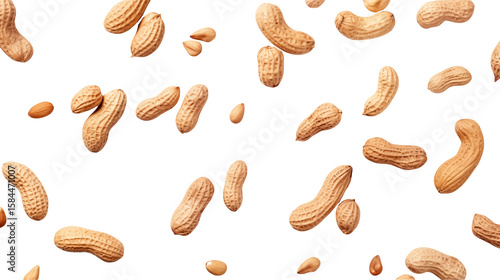 Scattered peanuts create an appetizing pattern on a transparent backdrop