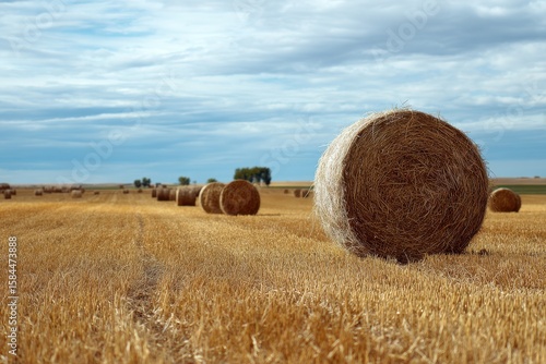 Harvested wheat bundled in bales