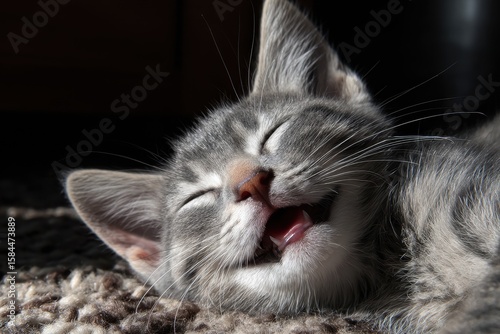happy photo of a sleeping cat