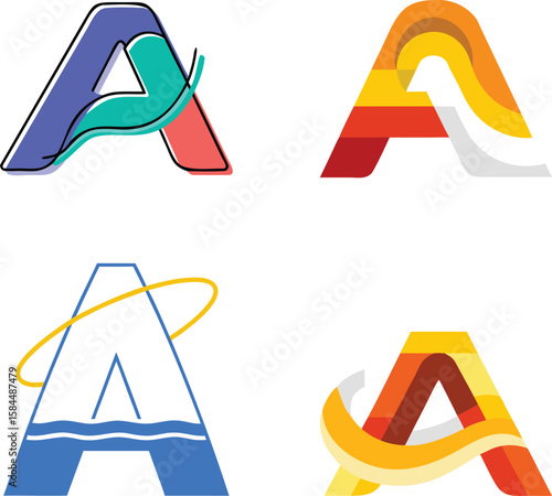 A modern and stylized letter B icone set vector illustration.eps
