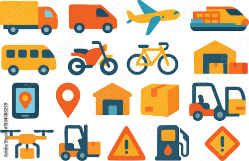 Logistics Illustration: A colorful and informative illustration highlighting various modes of transportation and logistical elements.