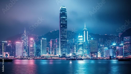 Wallpaper Mural Vibrant cityscape at night, reflecting in calm waters Torontodigital.ca