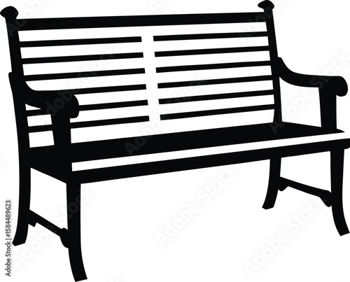bench on a white background silhouette 