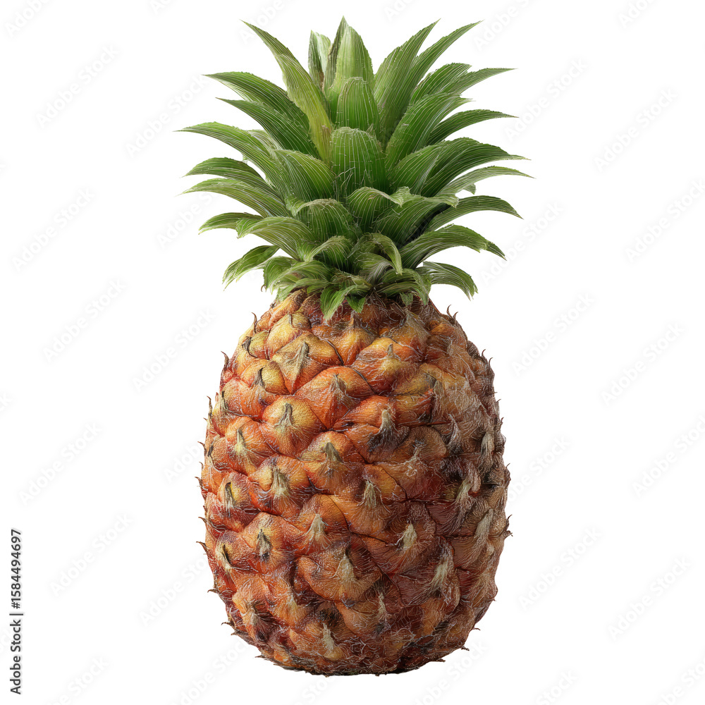 Fototapeta premium A Single Ripe Pineapple isolated on transparent background