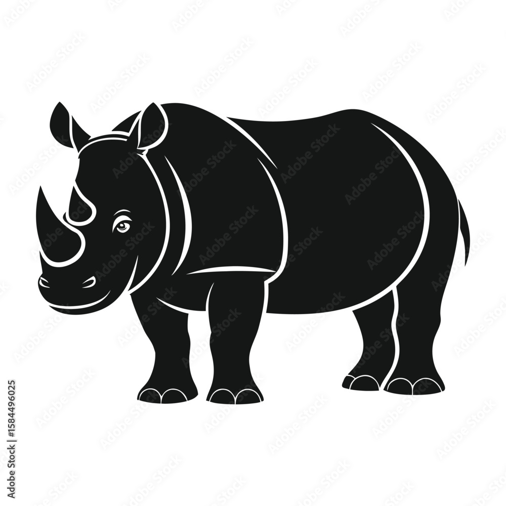 Obraz premium Standing Rhino Silhouette on white background