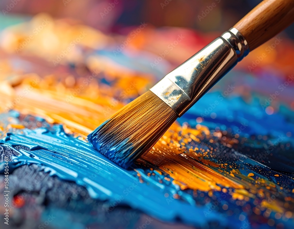 Fototapeta premium Paintbrush strokes on canvas