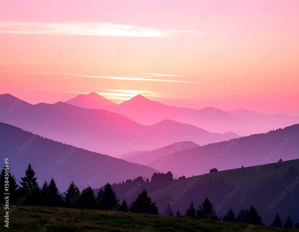 Obraz premium Mountain sunset panorama (2)