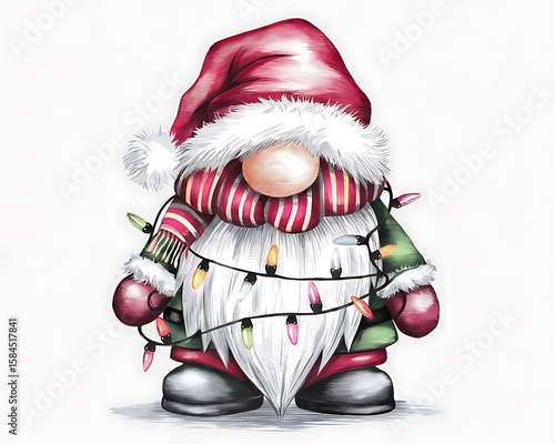 Christmas Gnome with Lights Festive Holiday