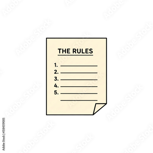 A simple illustration of a list titled "The Rules" with numbered lines.