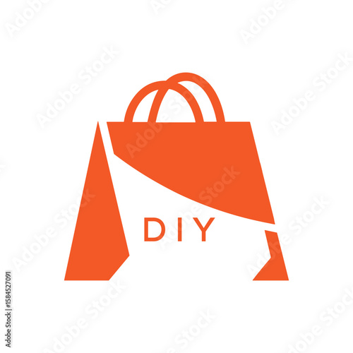Modern Shopping Bag Logo Design with DIY Text – Retail, Ecommerce and Store Branding Icon. DIY Letter Logo.
