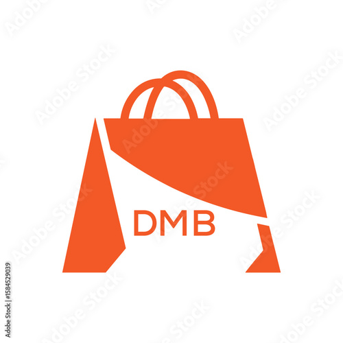 Modern Shopping Bag Logo Design with DMB Text – Retail, Ecommerce and Store Branding Icon. DMB Letter Logo.
