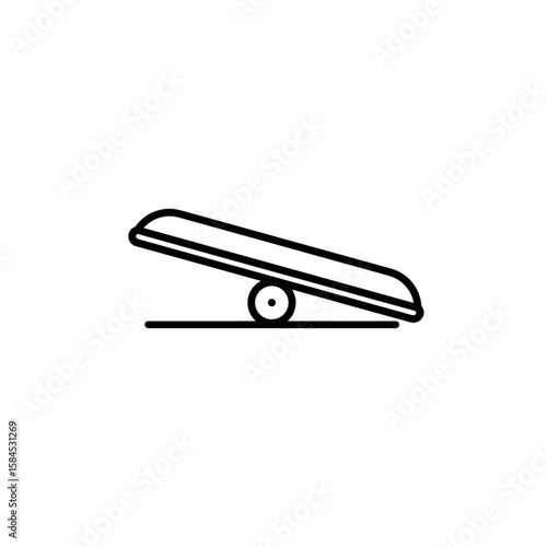 Minimalistic black and white vector balance board icon, outline style  