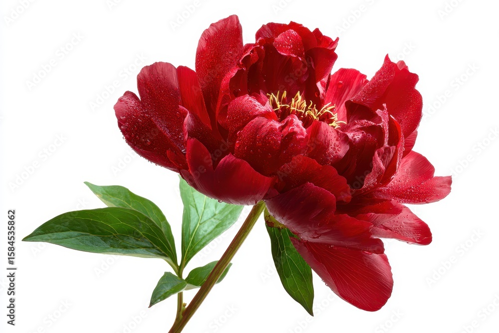 Fototapeta premium Stunning red peony flower on a white backdrop
