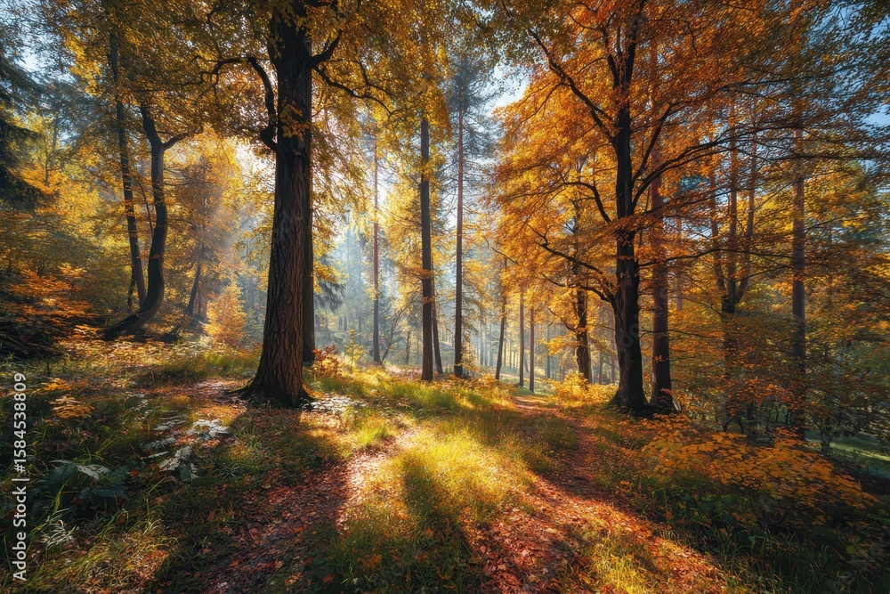 Obraz premium Sunny autumn woods