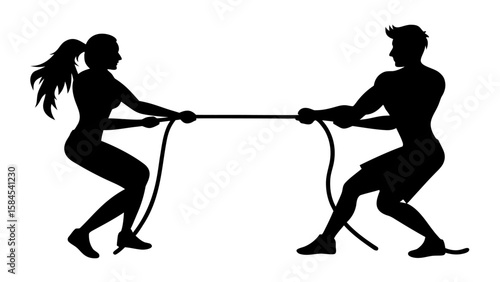 silhouette of a tug of war