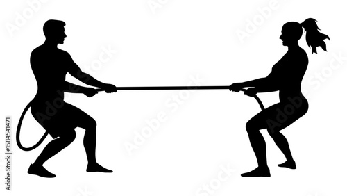 silhouette of a tug of war