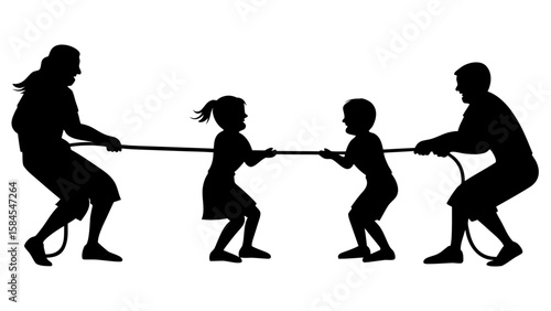 silhouette of a tug of war