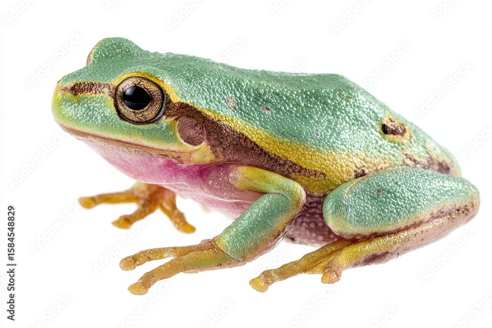Obraz premium Tiny tree frog set against a white backdrop