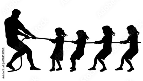silhouette of a tug of war