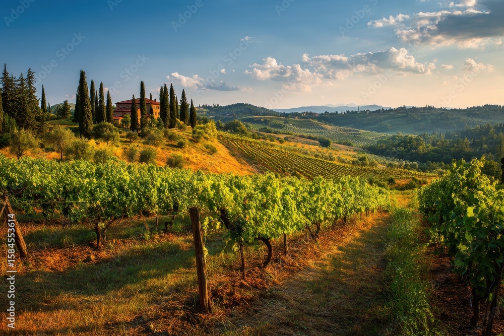 Fototapeta premium Tuscany region vineyard
