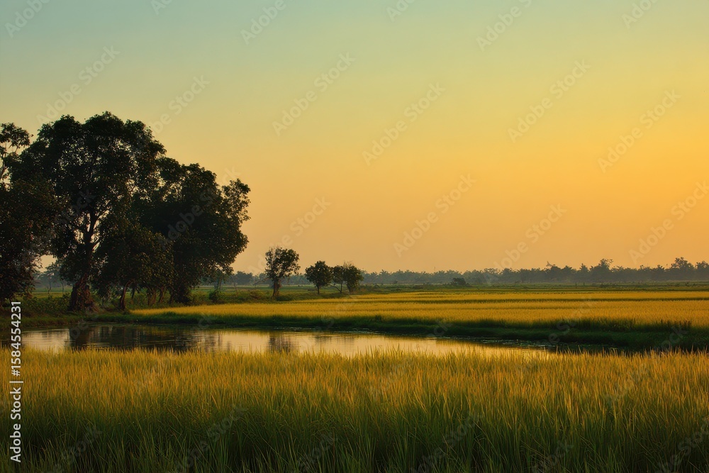 Fototapeta premium Twilight rice fields