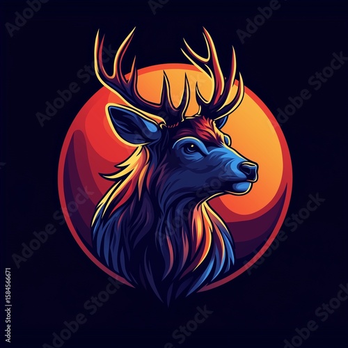 Modern mascot logo of stag for cyber players, video game teams, social networks.