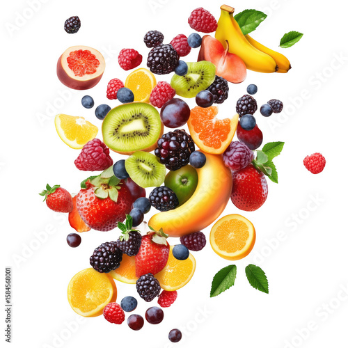 Wallpaper Mural Delicious assortment of fresh fruits in a vibrant composition on a transparent background Torontodigital.ca